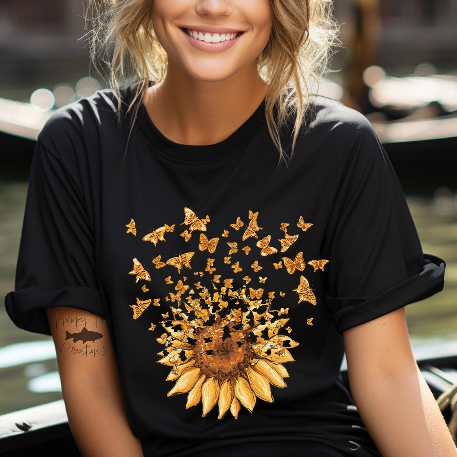 Sunflower & Butterflies Comfort Colors TShirt, Butterfly Shirt, Flower Shirt, Sunflower Shirt, Summer Shirt, Gift For Her, Plus Sizes