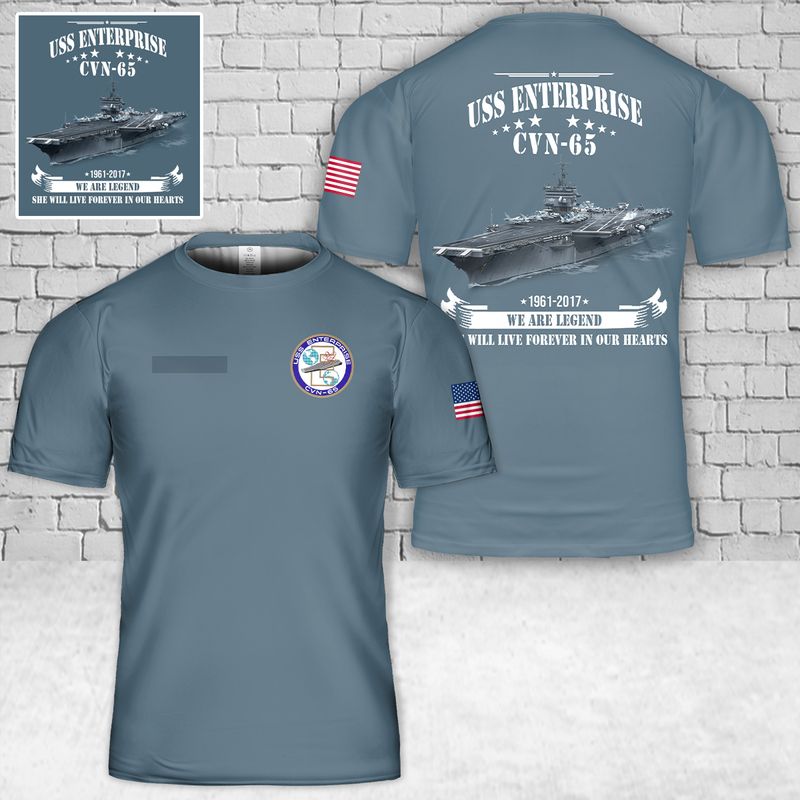 DLTT0701BG08 Custom Name US Navy USS Enterprise (CVN-65) T-Shirt 3D