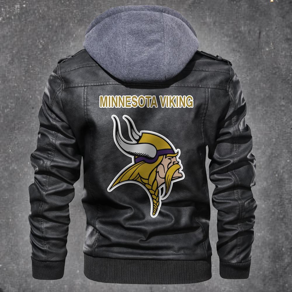 Minnesota Viking NFL Football Leather Jacket Mens Leather Motorcycle