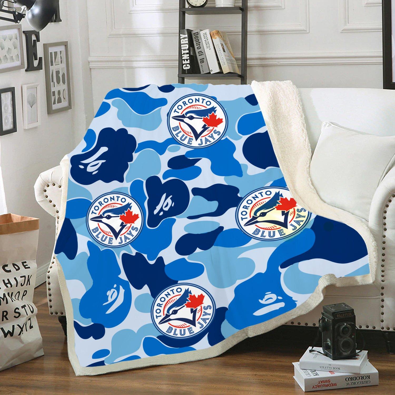 Toronto Blue Jays MLB Baseball Camouflage Fleece Blanket, Custom