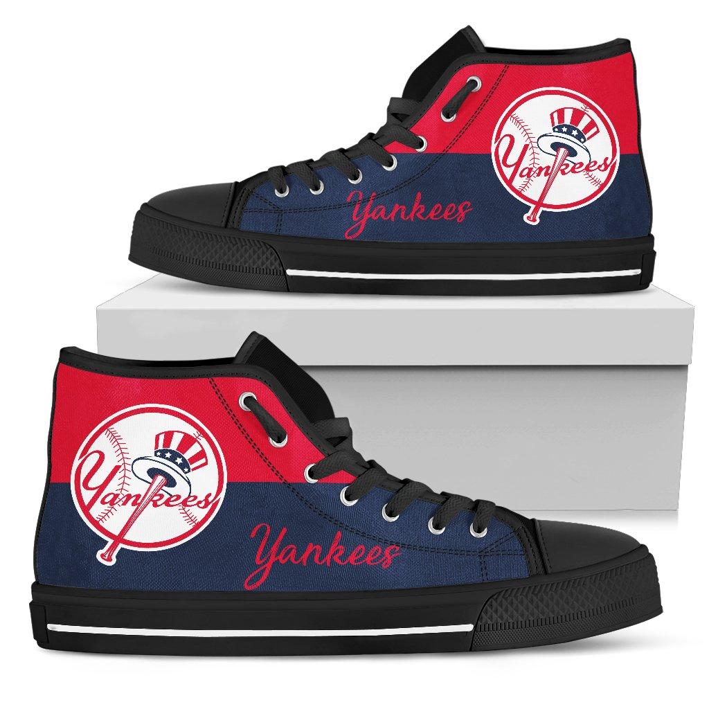 New York Yankees High Top Shoes Divided Colours Stunning Logo