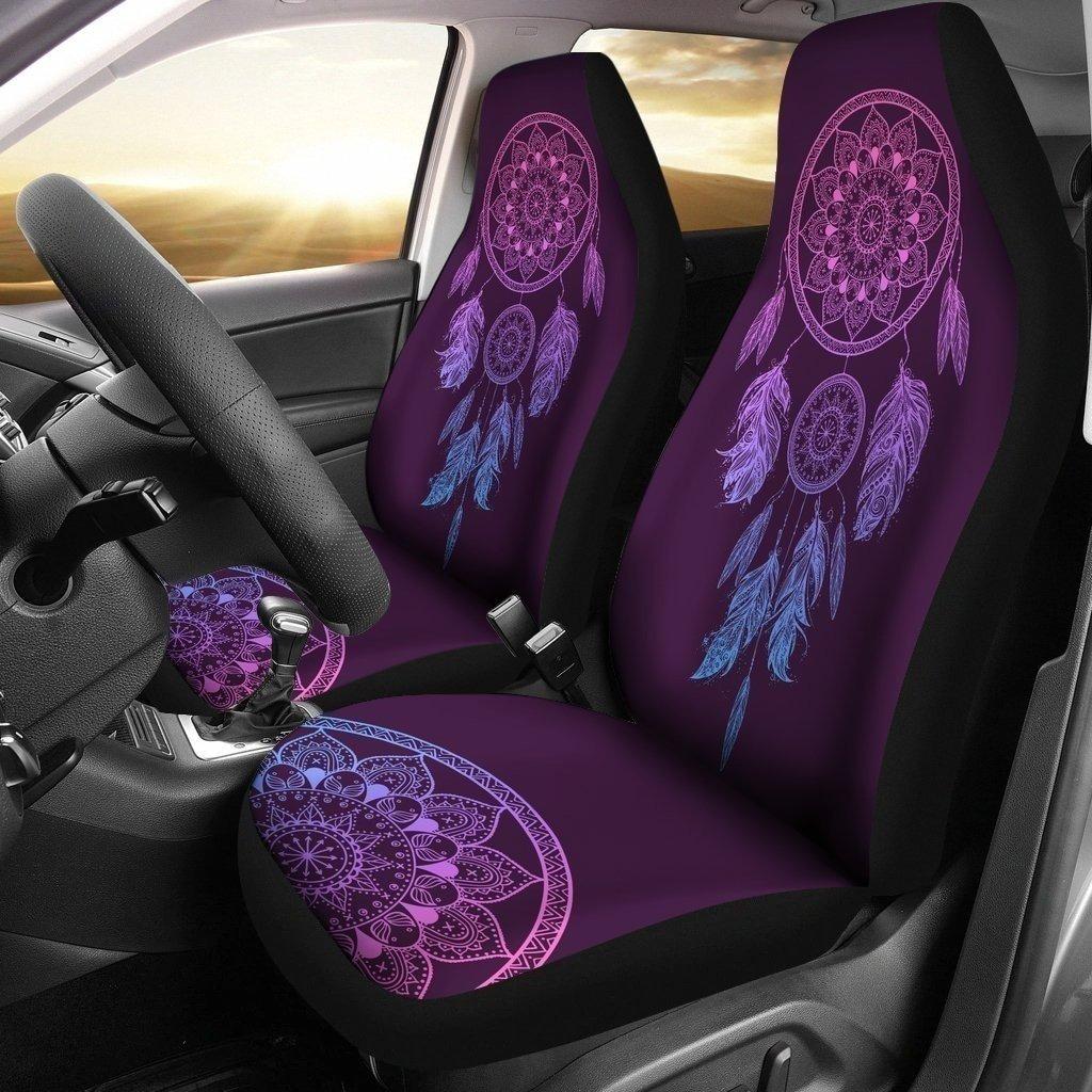 Purple Dreamcatcher Floral Pattern Car Seat Covers Set 2 ...