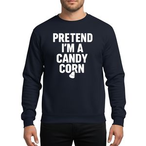 Easy Lazy Pretend I'm A Candy Corn Distressed White Halloween Party Graphic Sweatshirt
