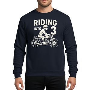 Riding Into 3 Years Old Vintage Cafe Racer Kids Birthday Distressed Grunge Sweatshirt