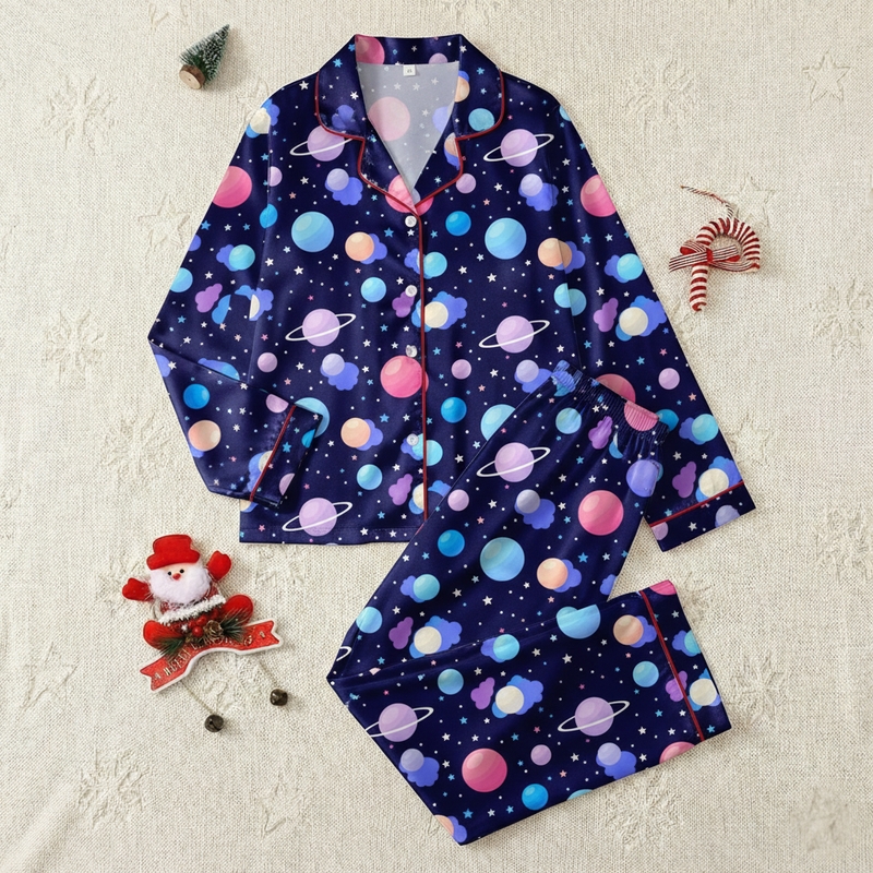 Toddler's Whimsical Cosmic Navy Blue Pink Purple Planet Nebula Star ...