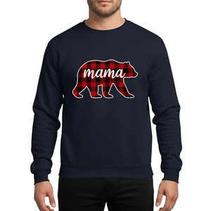 Red & Black Buffalo Plaid Mama Bear Silhouette White Cursive 'Mama' For Moms & Family Sweatshirt