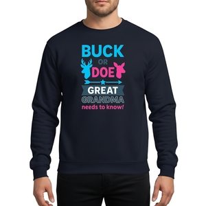 Womens Great Grandma Gender Reveal Buck Or Doe Blue Pink Deer Party Design Sweatshirt