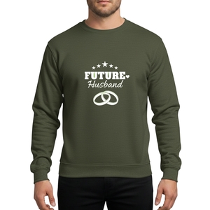 Future Husband Bachelorette Celebration White Heart Script Wedding Bands Sweatshirt