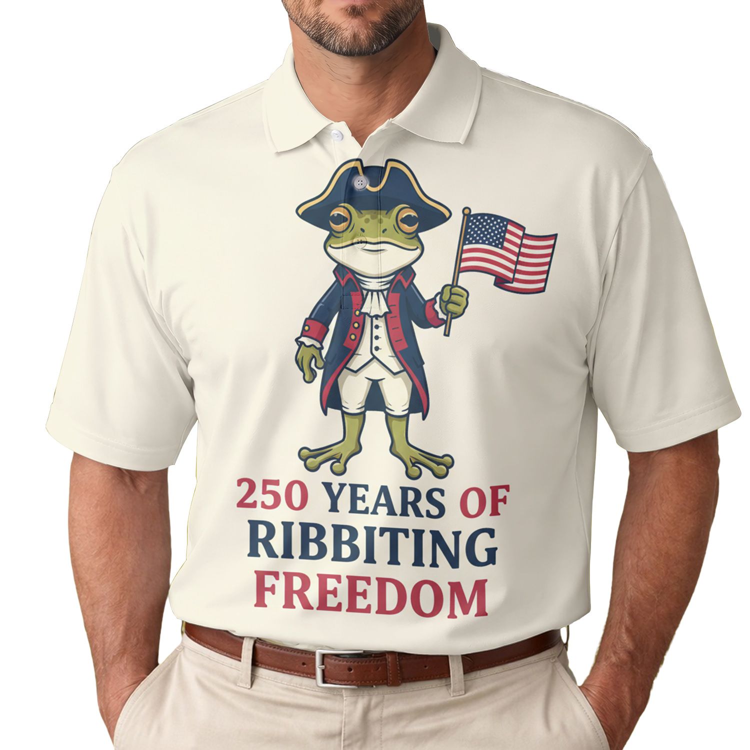 America 250th Frog: Colonial Tricorn Hat Flag & 