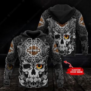 Personalized Harley-Davidson Skull and Mandala Hoodie, Rebellious Harley-Davidson Hoodie NE12.289