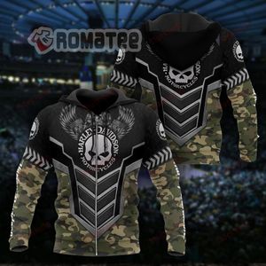 Army Camo Harley Davidson Motorcycles Armor Style Willie G Skull Engine 3D All Over Print Hoodie NE12.827