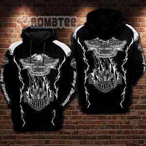 Harley Davidson An American Legend Eagle Scratch Flaming 3D Hoodie All Over Print Non-color NE12.360
