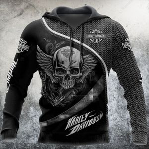 Harley-Davidson Black Skull Winged Chain 3D Vintage All Over Print Hoodie NE12.598