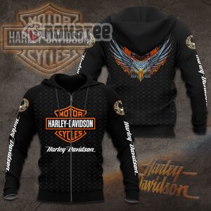 Eagle Flaming Harley Davidson Zip Hoodie 3D All Over Print NE12.297