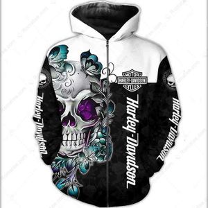 Harley-Davidson Vibrant Floral Skull Merch, Colorful Skull with Glowing Eyes Hoodie NE12.706