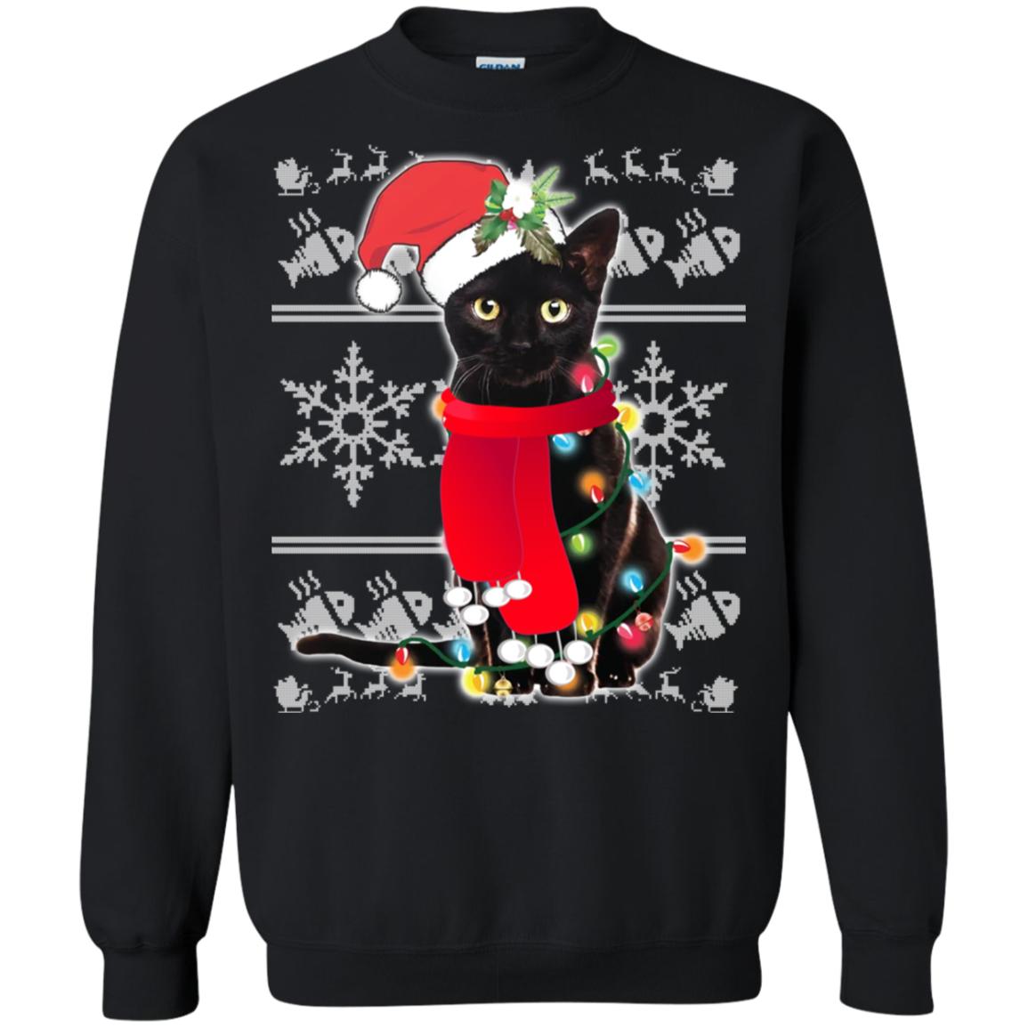Ugly Christmas Black Cat Santa Scarf Merry Xmas Sweatshirt