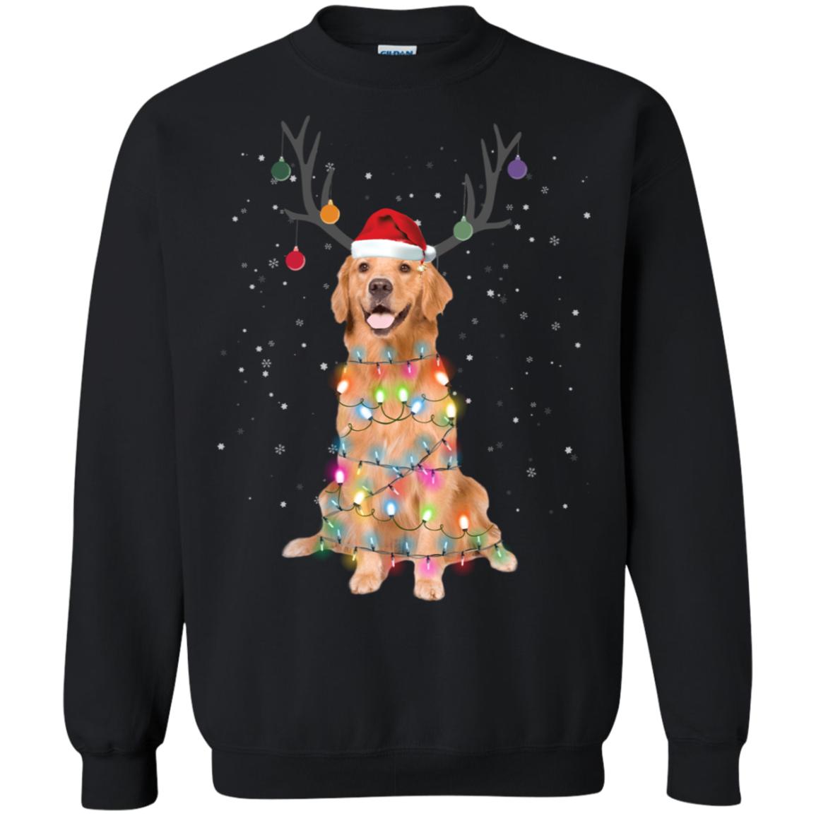 Golden Retriever Santa Lights Christmas Dog Xmas Sweatshirt
