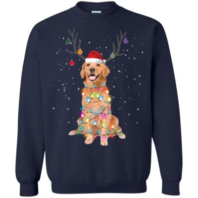 Golden Retriever Santa Lights Christmas Dog Xmas Sweatshirt