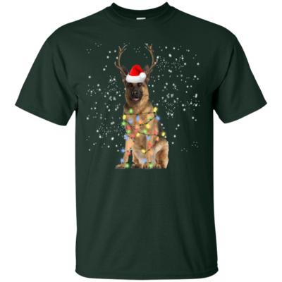 German Shepherd Santa Lights Christmas Dog Xmas T-Shirt