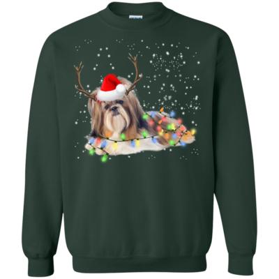 Shih Tzu Santa Lights Christmas Dog Xmas Sweatshirt