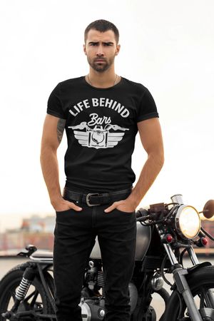 Motorcycle Life Behind Bars T-shirt Design 2D Full Printed Sizes S - 5XL - NAS7954