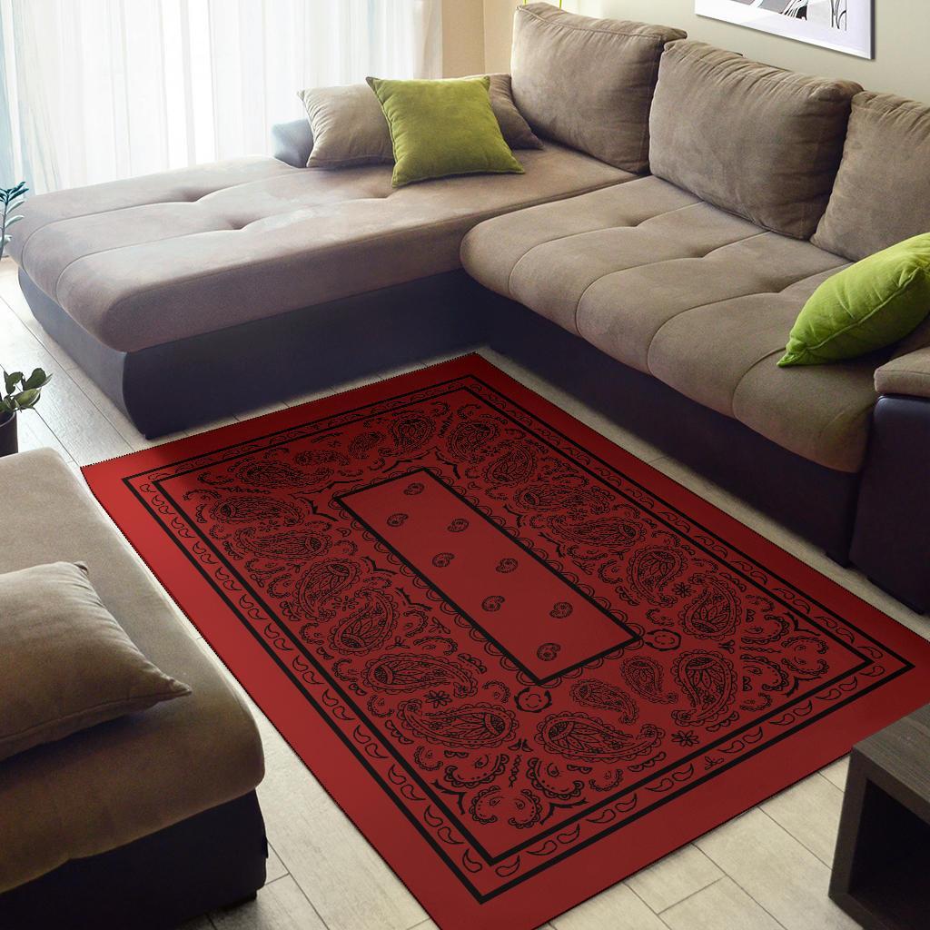 Wildomee Red with Black Bandana Area Rugs - Fitted