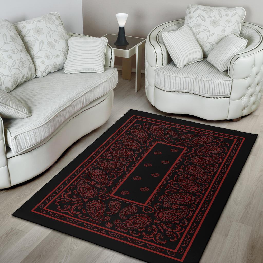 Wildomee Black and Red Bandana Area Rugs - Fitted