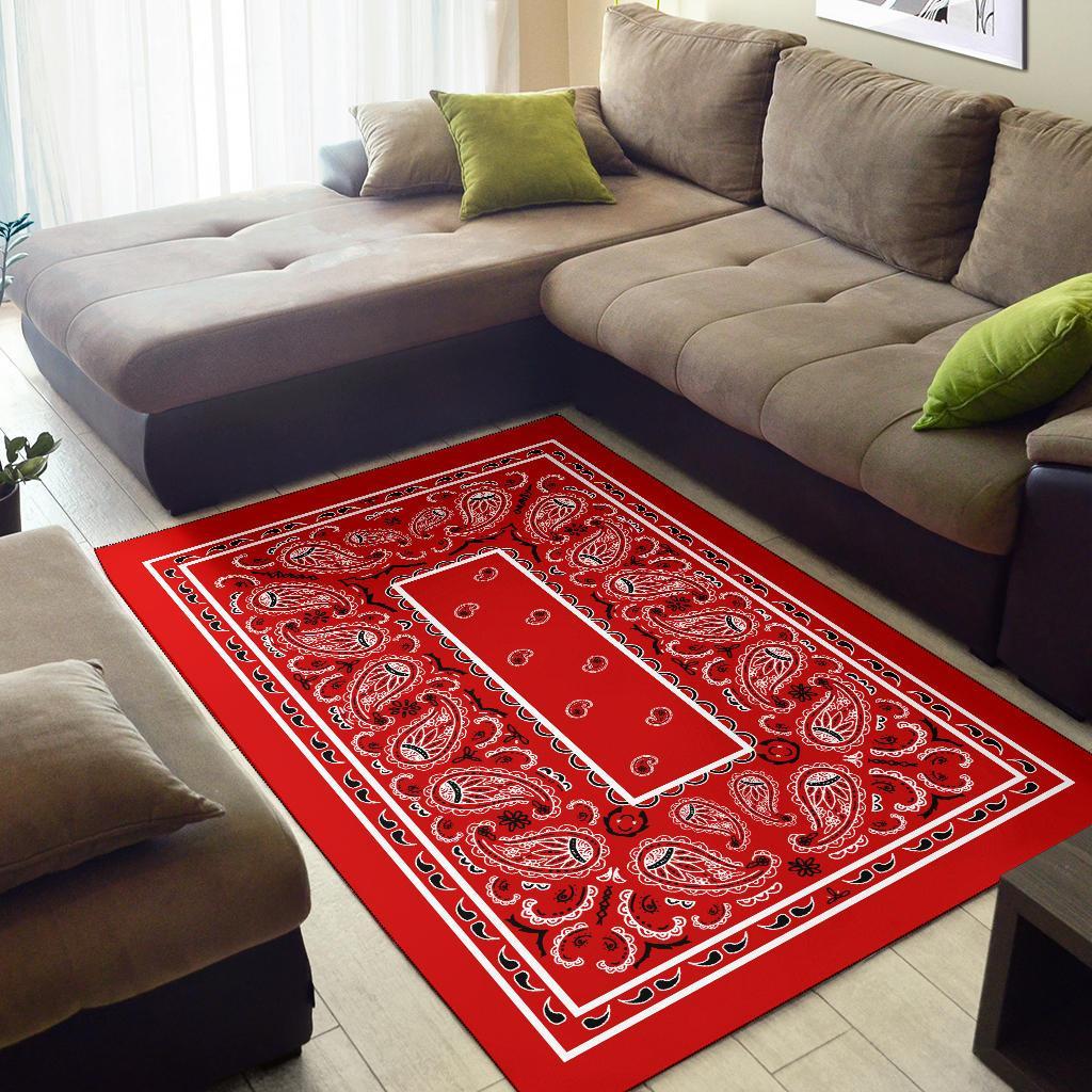 Wildomee Western Red Bandana Area Rug - Fitted
