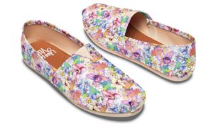 Wildomee WATERCOLOR FLOWERS 1 Limited Edition Toms Slip On Shoes