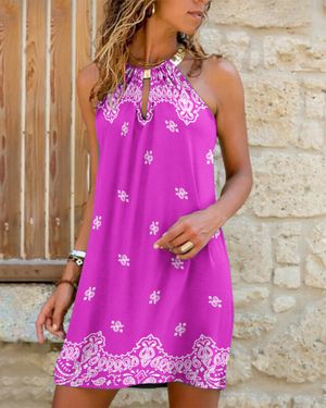 Zolaa MAGENTA Bandana Limited Edition Summer Casual Sleeveless Dress NLA063801