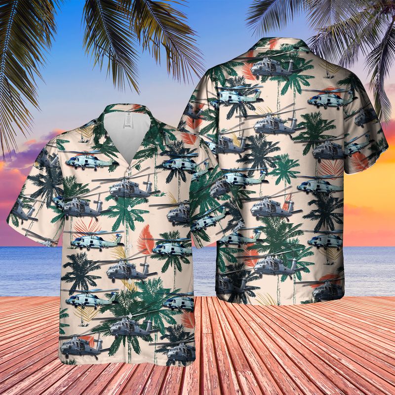 TNLT0706BC05 US Navy MH-60 Seahawk Helicopter Hawaiian Shirt