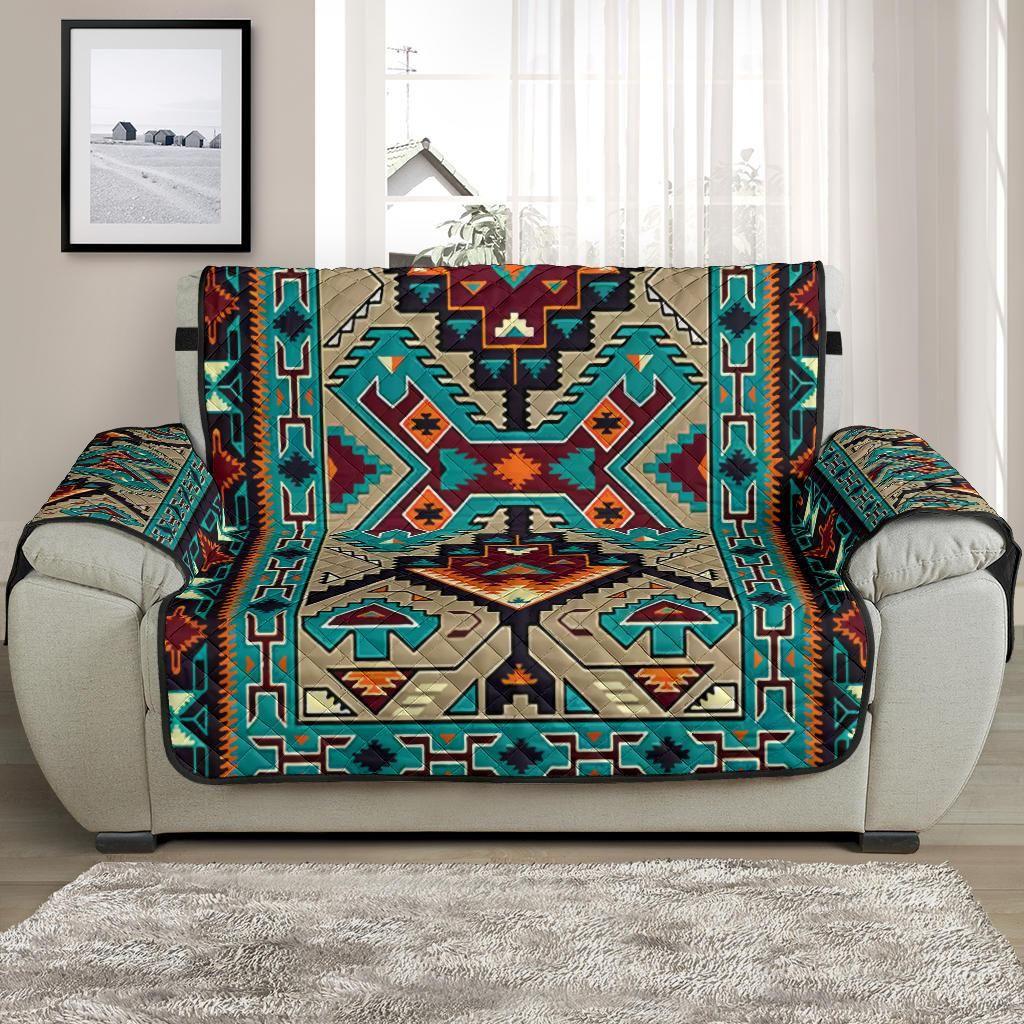 Tribe Blue Pattern Native American Chair Sofa Protector