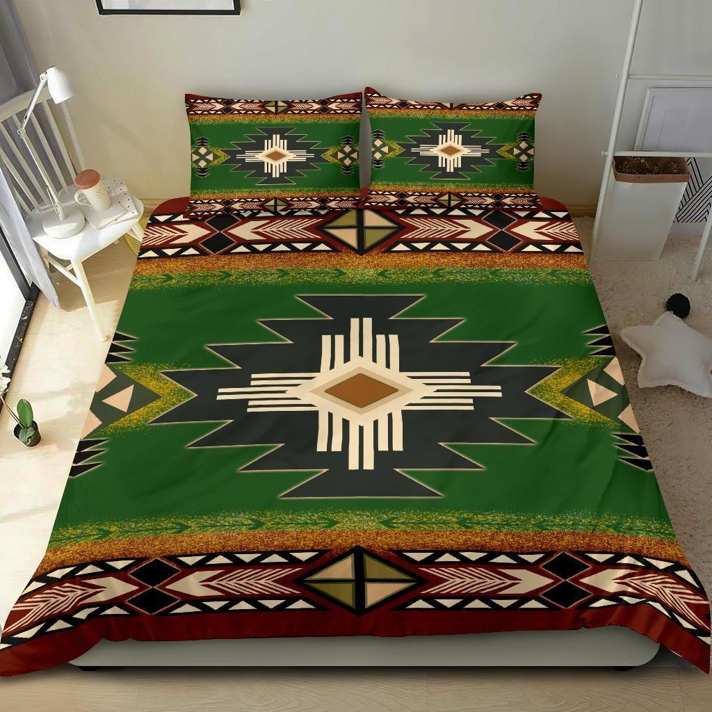 Indigenous Design Green Native American Bedding Sets