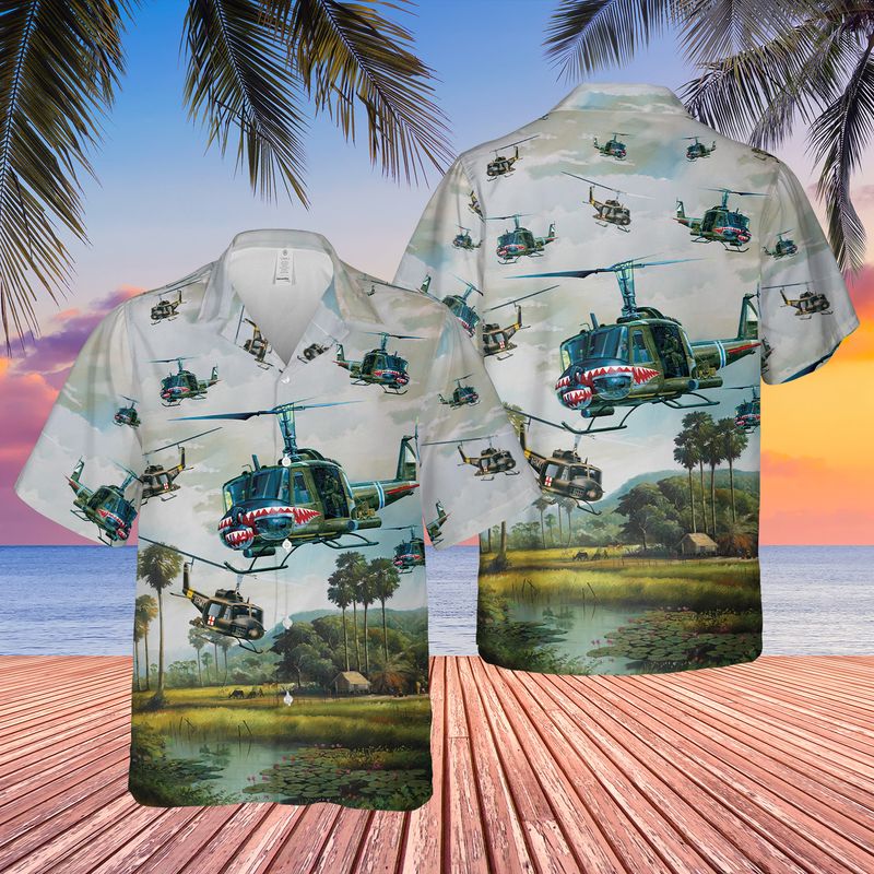 TRQD0806BC03 US Army UH-1 Iroquois Huey Hawaiian Shirt