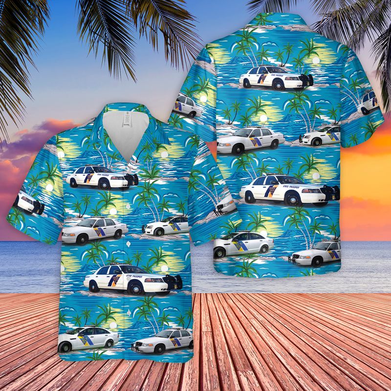 NLSI0709BC08 New Jersey State police Trooper Hawaiian Shirt