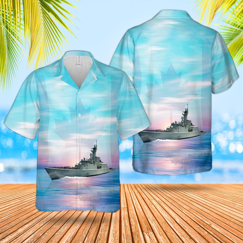 Royal Canadian Navy RCN HMCS Algonquin DDG 283 Iroquois-class Guided Missile Destroyer Hawaiian Shirt