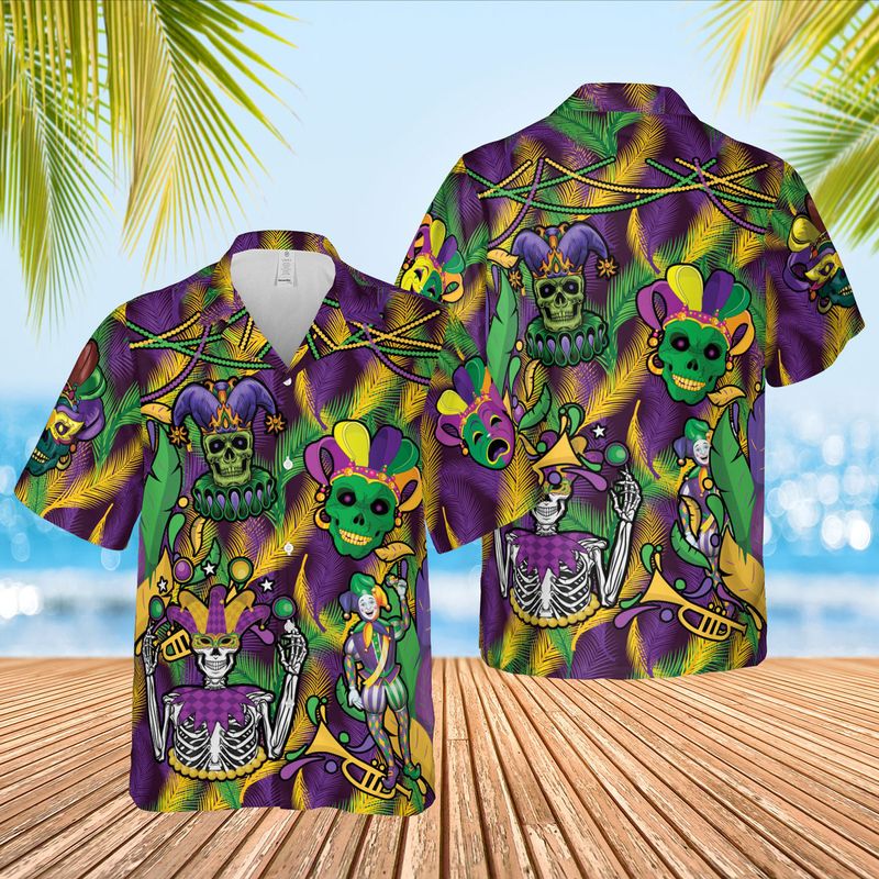 Clown Skull Happy Mardi Gras Hawaiian Shirt