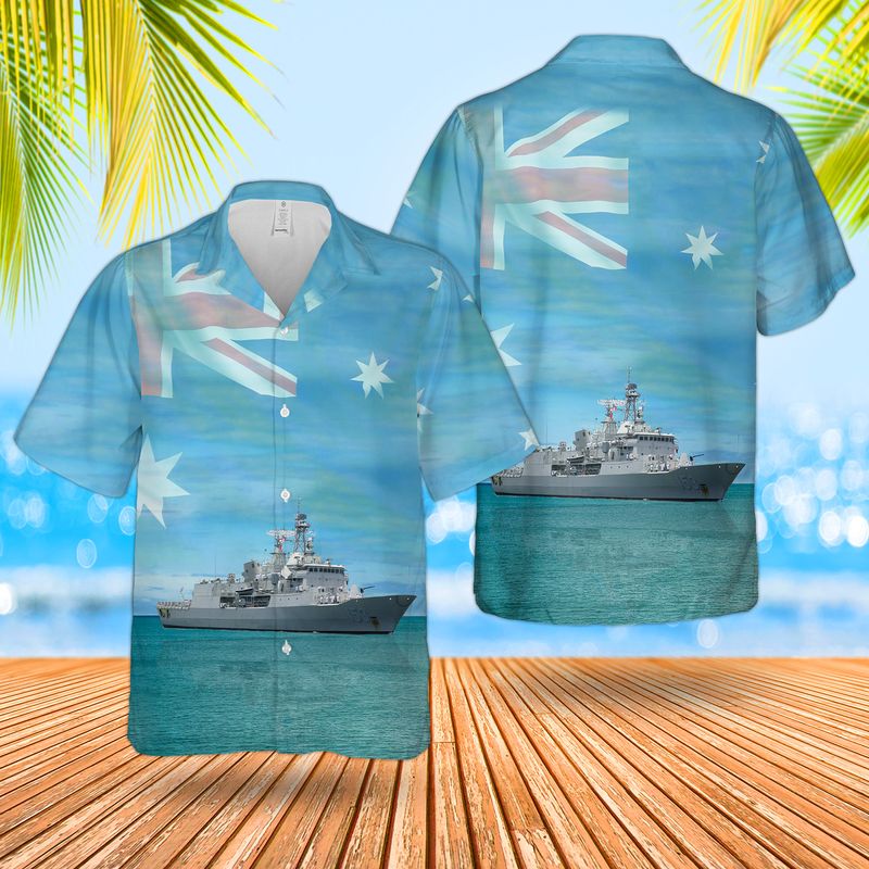 Royal Australian Navy RAN HMAS Stuart FFH 153 Anzac-class frigate Hawaiian Shirt