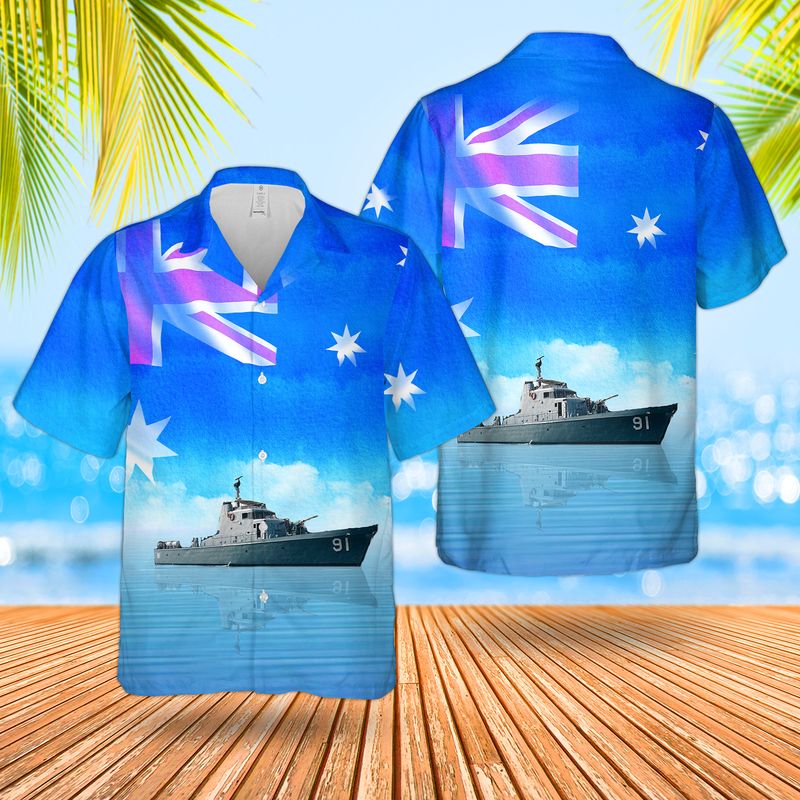 Royal Australian Navy RAN HMAS Aware P 91 Attack class patrol boat Hawaiian Shirt