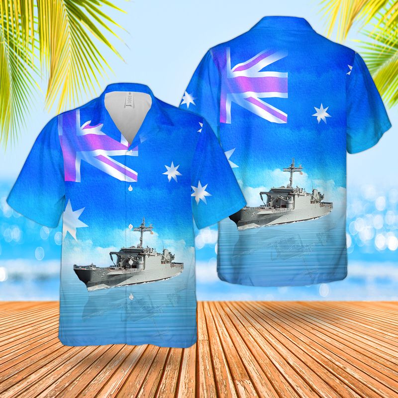 Royal Australian Navy RAN HMAS Kanimbla L 51 Landing Platform Amphibious Hawaiian Shirt