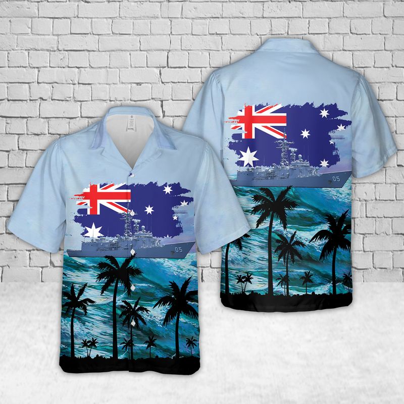 Royal Australian Navy HMAS Melbourne FFG 05 Australia Day Hawaiian Shirt