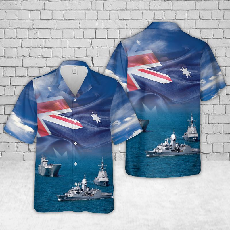 Royal Australian Navy HMAS Hobart DDG 39 HMAS Arunta FFH 151 Australia Day Hawaiian Shirt