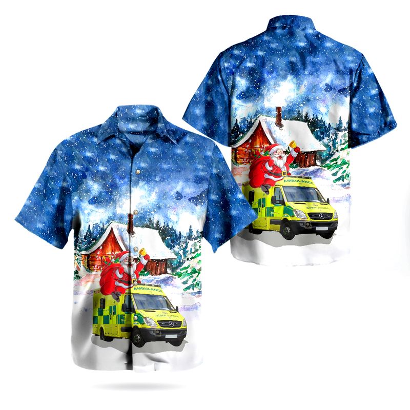 Santa Claus East of England Ambulance Service NHS Trust EEAST Mercedes Benz Sprinter Hawaiian Shirt