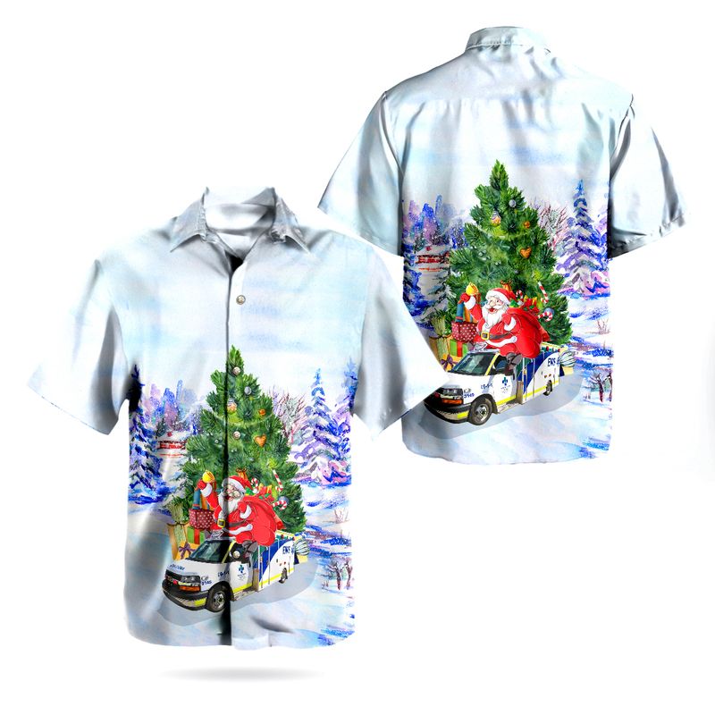 Santa Claus Alberta Health Services AHS Ambulance Hawaiian Shirt