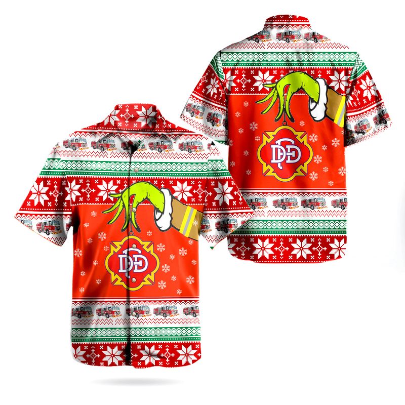 Dallas Fire-Rescue Department Fire Engine Ugly Christmas Hawaiian Shirt