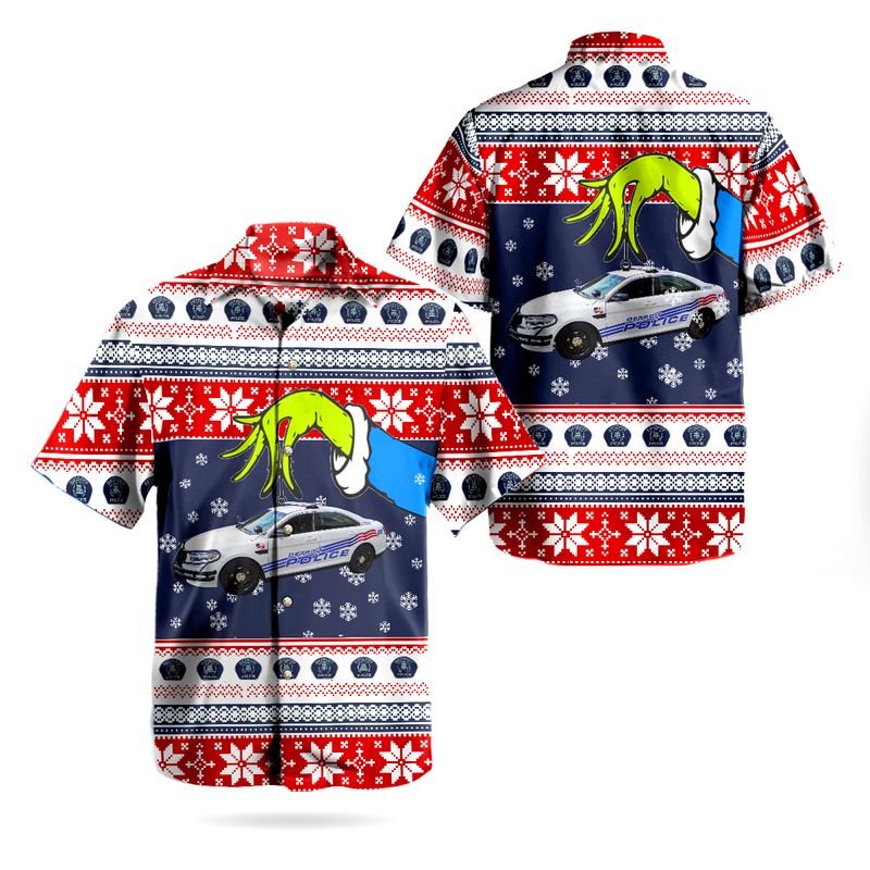 Detroit Police Department DPD Police Car Ugly Christmas Hawaiian Shirt