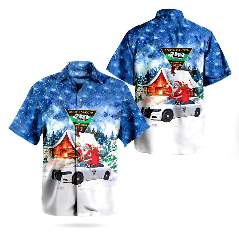 Santa Claus South Dakota Highway Patrol Dodge Charger Hawaiian Shirt