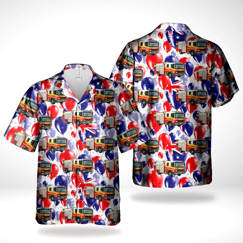 Queensland QFES Pumper Australia Day Hawaiian Shirt