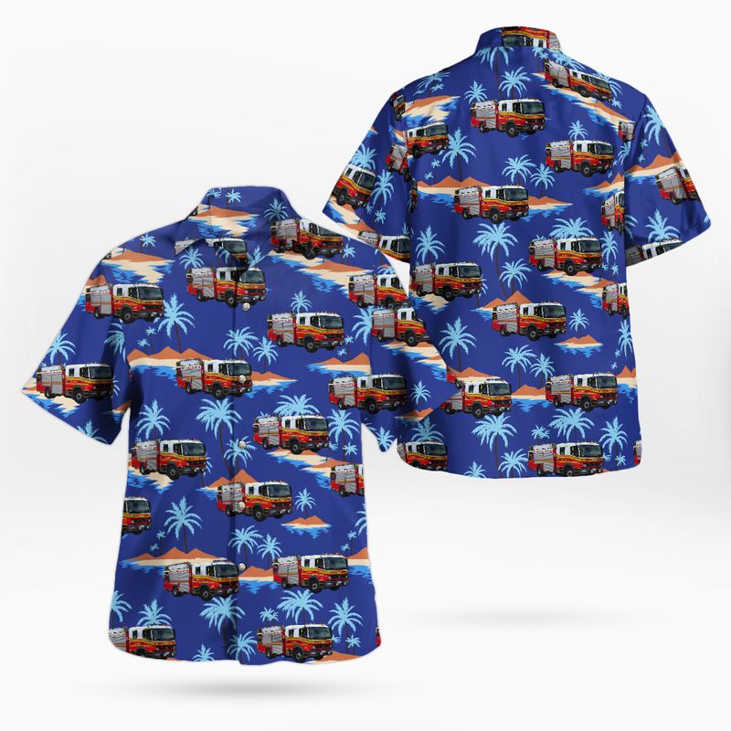 Queensland Fire and Emergency Services QFRS Type 3 Urban Rescue Pumper Hawaiian Shirt