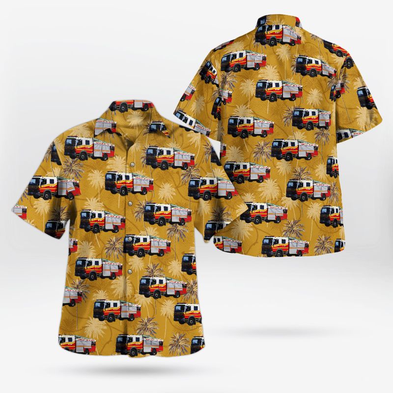 Queensland Fire and Emergency Services QFRS Type 3 Urban Rescue Pumper Mercedes Benz Atego Hawaiian Shirt
